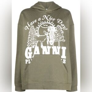 Ganni logo-print organic cotton hoodie